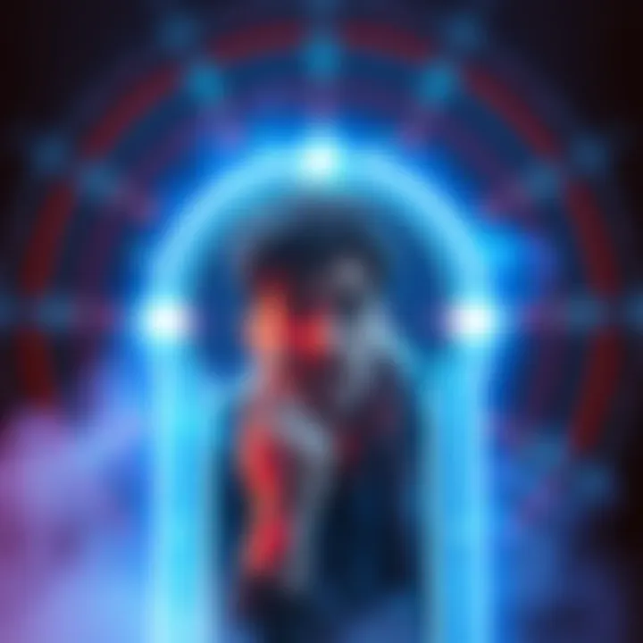 A person looks frustrated while trying to interact with a glowing portal, symbolizing issues with returning through it.