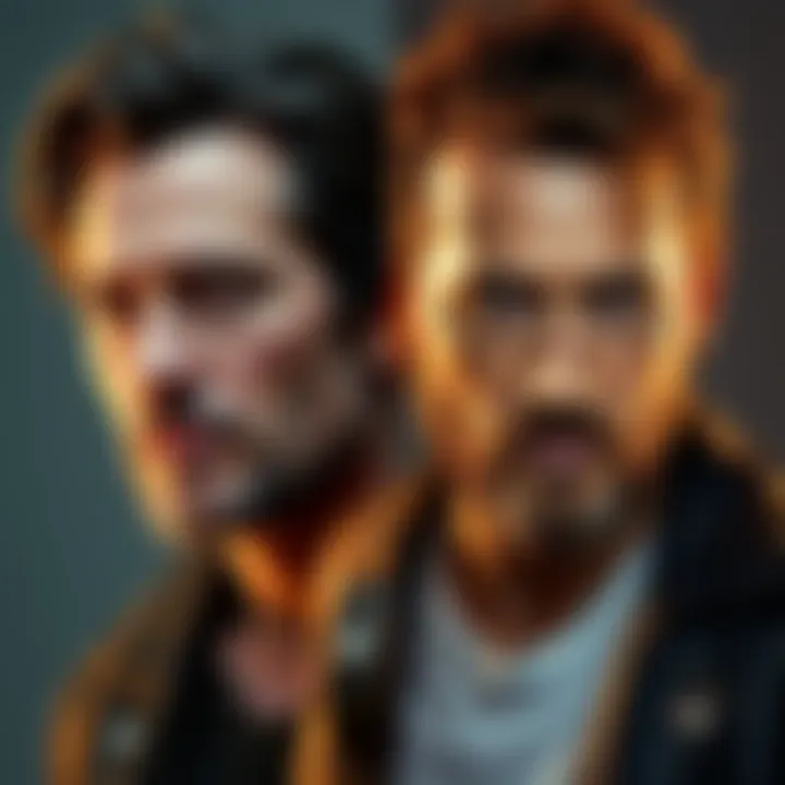 Gerard Way and Sebastian Stan's portraits side by side, discussing who could play Johnny if Keanu Reeves isn’t cast.