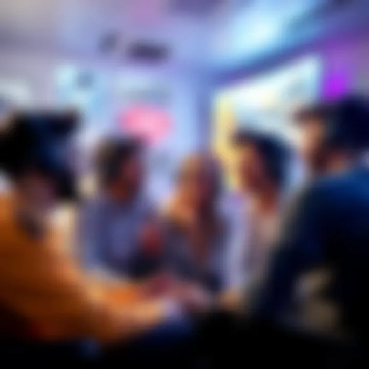 A group of gamers chatting and laughing in a virtual space, representing alternative discord servers for KF players.