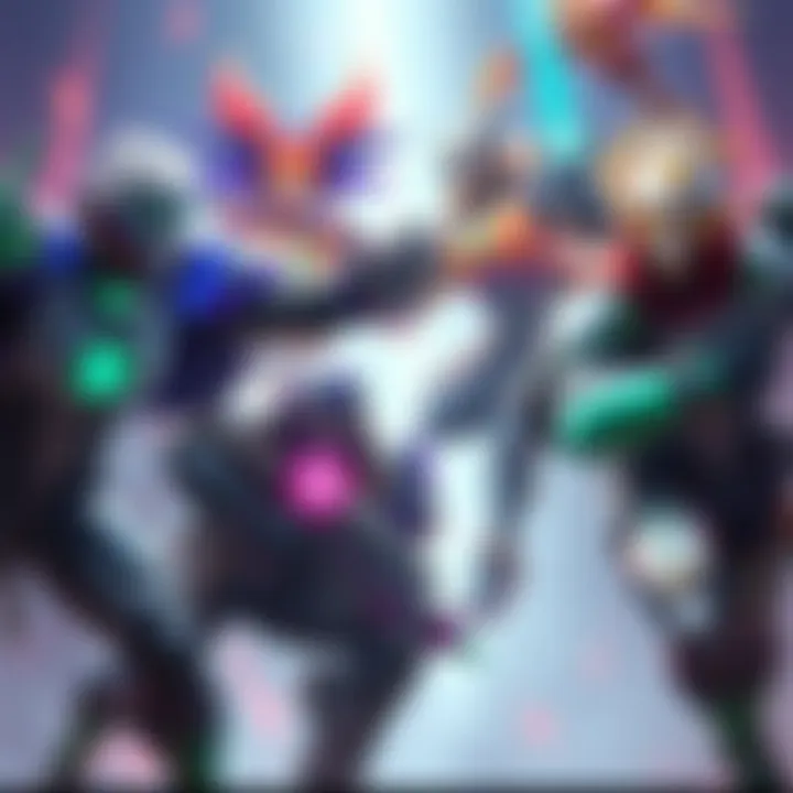 A dynamic team composition in Overwatch, featuring various heroes in action, highlighting alternatives to Lucio and Kiriko.