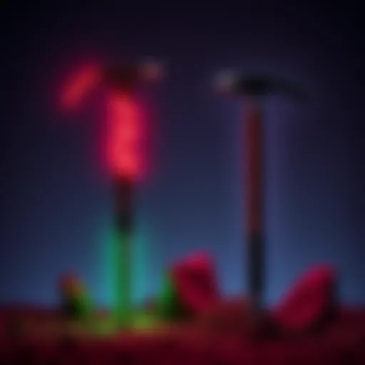 A lightsaber pickaxe next to a regular pickaxe, showing fans' new choices in tools inspired by Star Wars.
