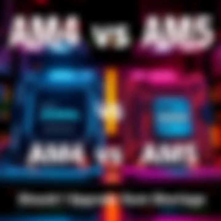 A comparison graphic showing an AM4 and AM5 processor with DDR4 and DDR5 RAM options, highlighting upgrade choices during a RAM shortage.