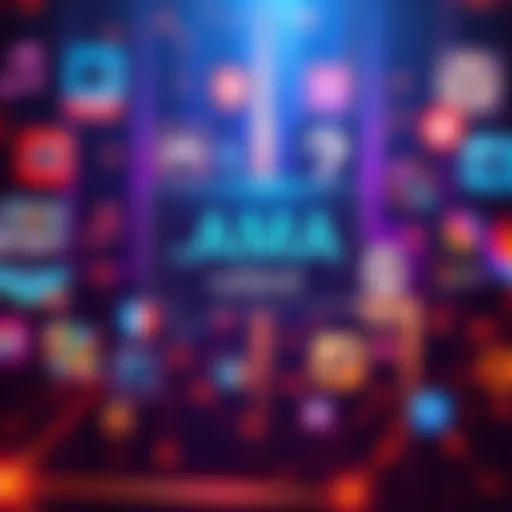 Graphic showing a chat bubble with questions and a digital background representing gaming themes