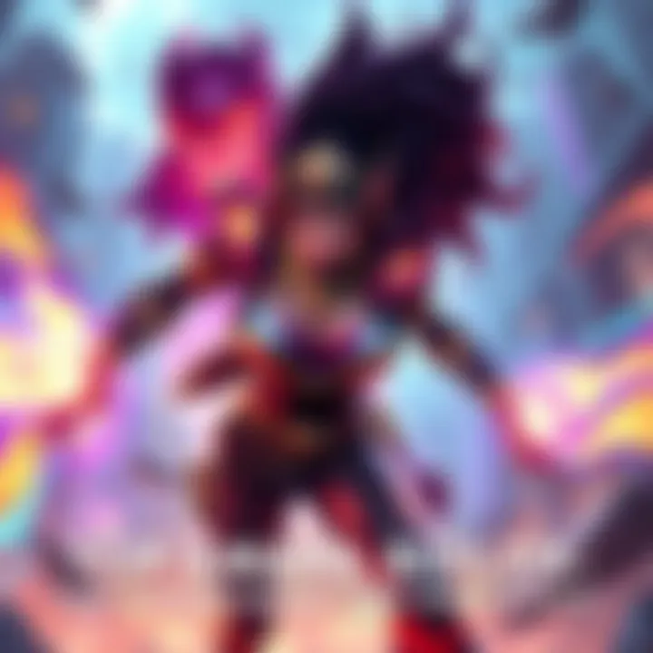 Amara character using powerful abilities Amara, a character in a vibrant, action-packed scene, unleashing her elemental powers in a Mayhem mode setting