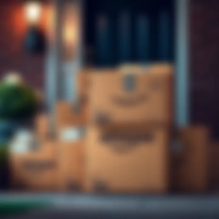 A stack of Amazon delivery boxes waiting at a doorstep, symbolizing delayed shipments