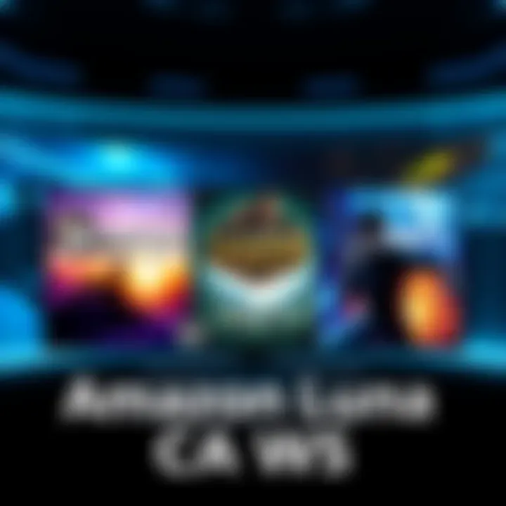 Amazon Luna game titles including Dreamscaper, Living Legends, and Deus Ex displayed on a screen