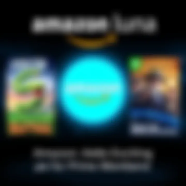 Screenshot showcasing Amazon Luna logo with Snake Core, Monster Harvest, and Detective Agency: Gray Tie Collector's Edition game covers