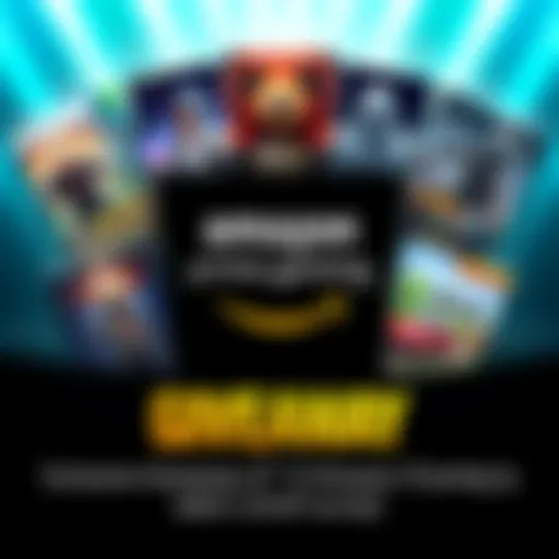 A colorful graphic showcasing 13 video game titles with the Amazon Prime Gaming logo. The image encourages participation in a giveaway by taking a brief survey.