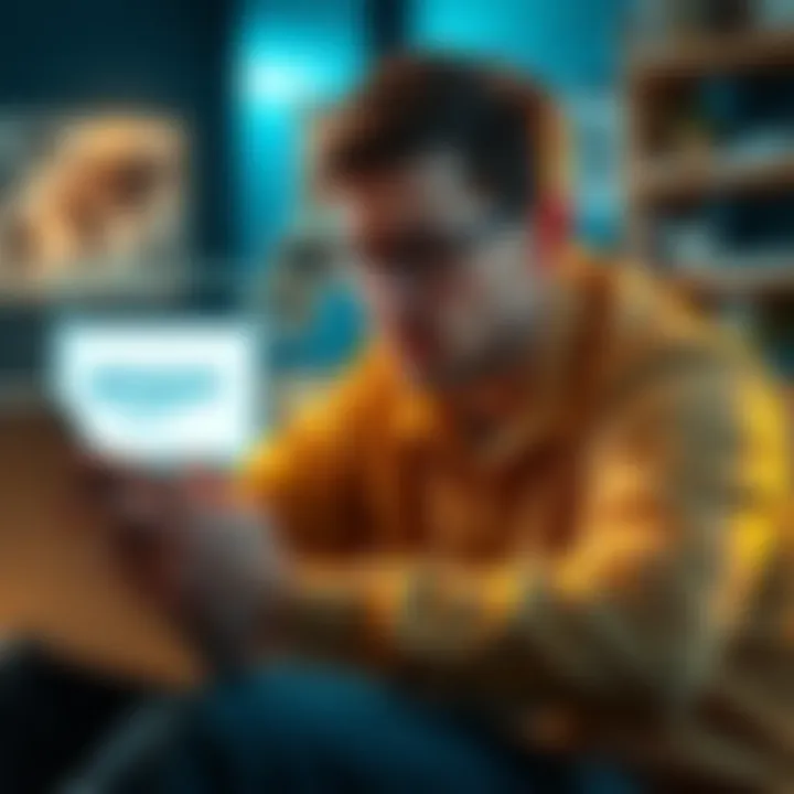 A frustrated person trying to subscribe to Amazon Prime on their laptop, looking confused with a help screen visible