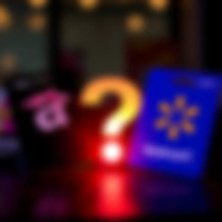 Amazon and Walmart gift cards displayed with a question mark, symbolizing uncertainty about their availability.