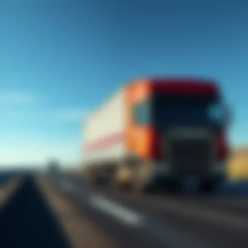A truck transporting the Ambrosia shipment on a highway, with a clear blue sky in the background.