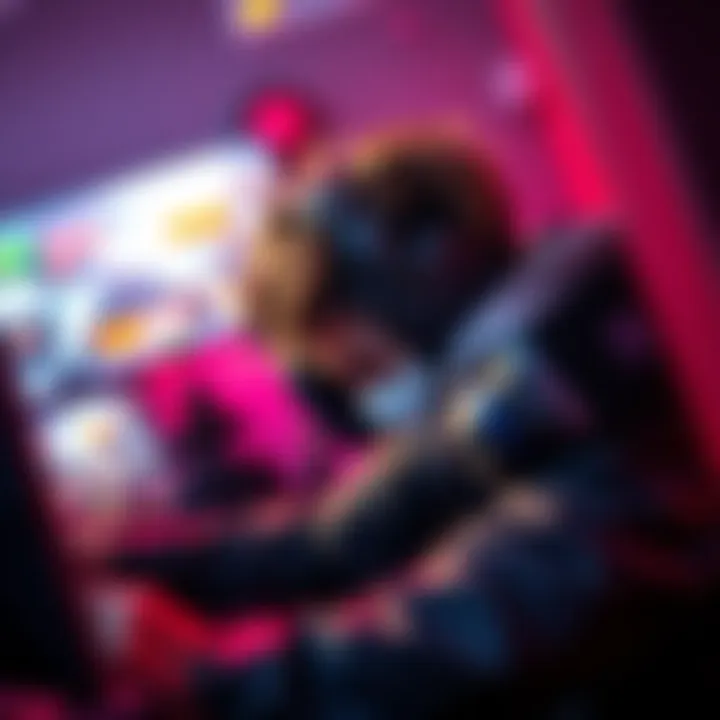 Ambush Tactics in Gaming A competitive gamer setting up an ambush, hiding behind a corner with a focused expression, ready to surprise the opponent.