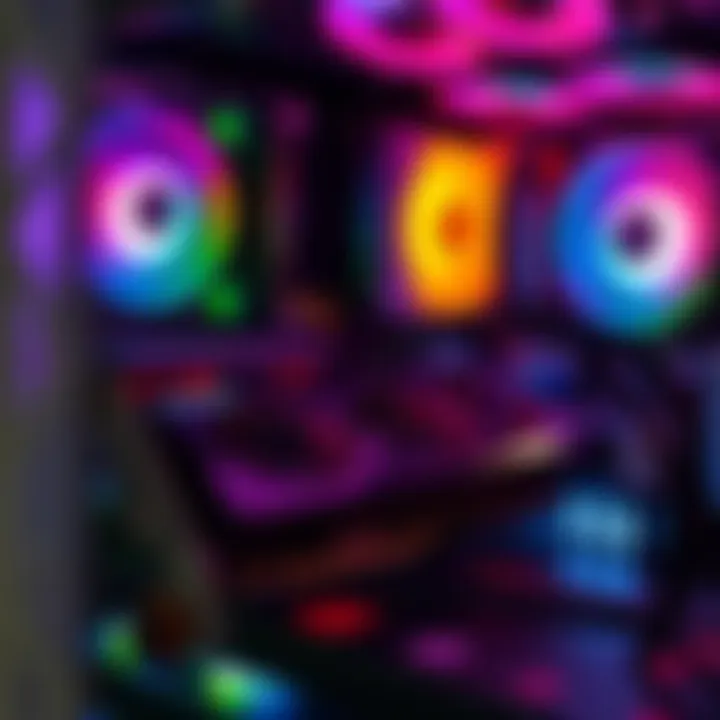 A close-up view of the AMD 9070 XT graphics card installed in a gaming PC setup with RGB lighting