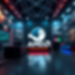 AMD logo with Steam Deck in the background, showcasing gaming graphics and performance boost