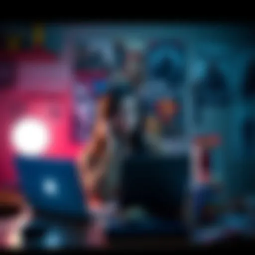 Amelie sits at a desk with a laptop, contemplating whether to buy Dead by Daylight, surrounded by horror game posters and snacks.