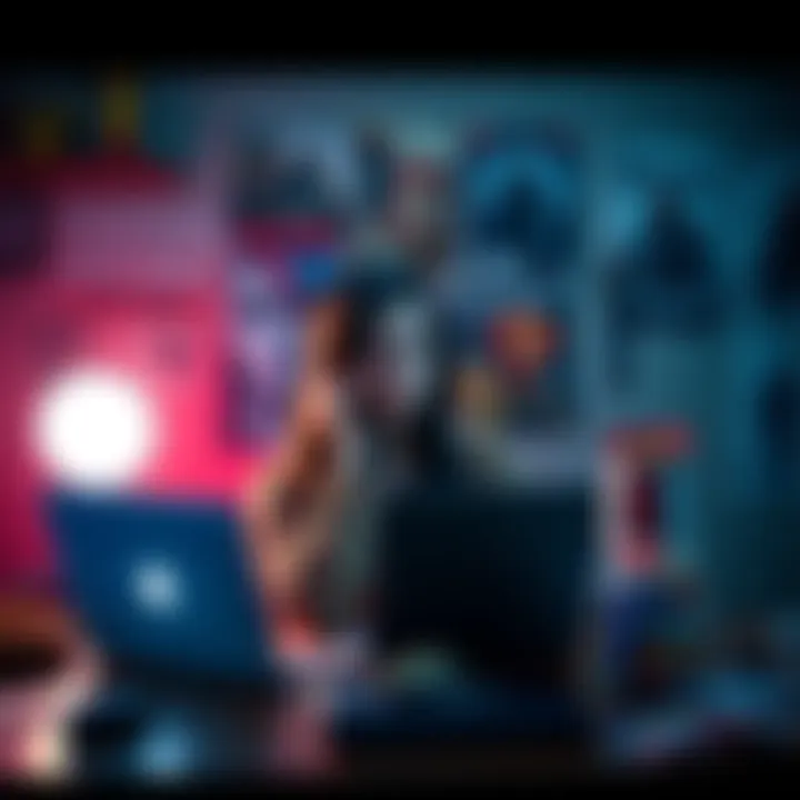 Amelie sits at a desk with a laptop, contemplating whether to buy Dead by Daylight, surrounded by horror game posters and snacks.