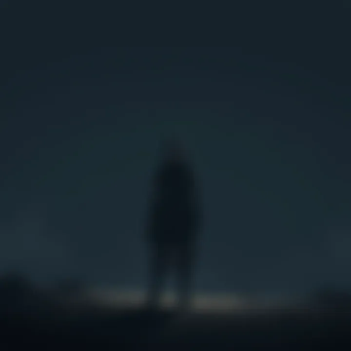 A young woman named Amicia stands alone in a shadowy environment, looking contemplative as she holds a small object in her hands, symbolizing her journey and growth.