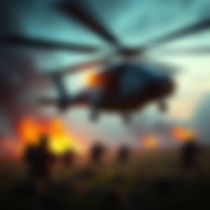 Ammo Drop in Tactical Game A helicopter dropping ammo crates onto a battlefield with players in the background