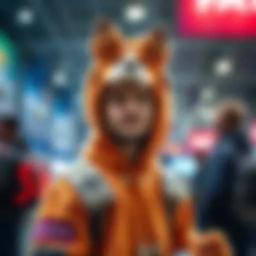 Nick, Amouranth's husband, dressed in a dog costume representing Hasan's dog, Kaya, at TwitchCon