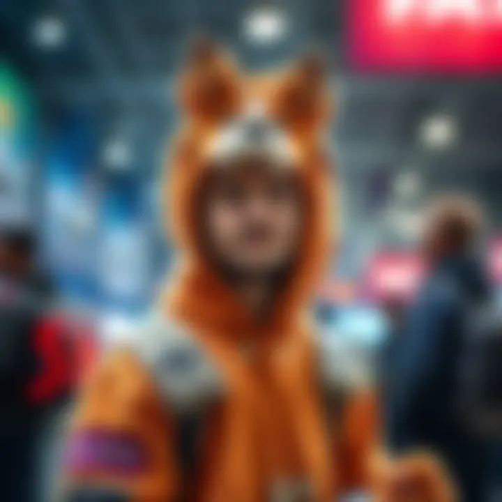 Nick, Amouranth's husband, dressed in a dog costume representing Hasan's dog, Kaya, at TwitchCon