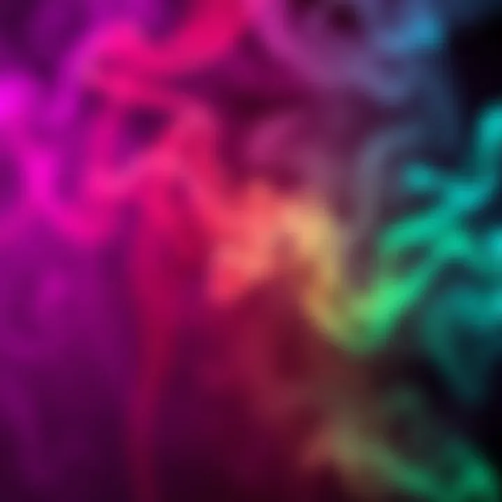 The Amprex Smoke color palette displayed with vibrant colors and effects from the OMEN app.