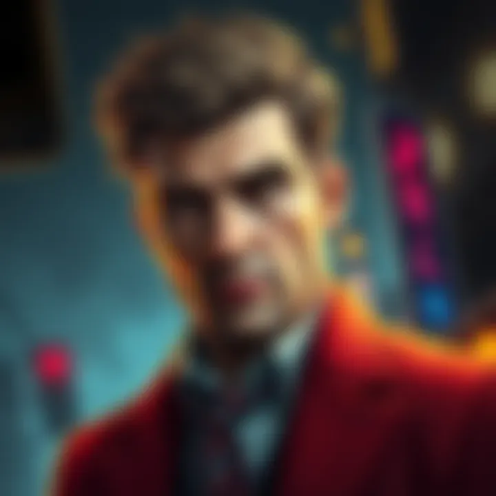 A portrait of Andrew Ryan, depicting his serious expression and stylish attire, reflecting his libertarian beliefs and Russian heritage.