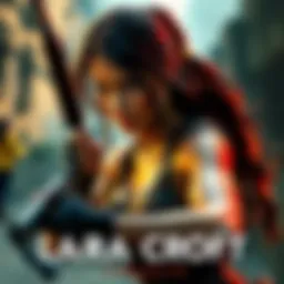 Angelina Jolie portrays Lara Croft in a Tomb Raider scene, showcasing her action pose and iconic costume