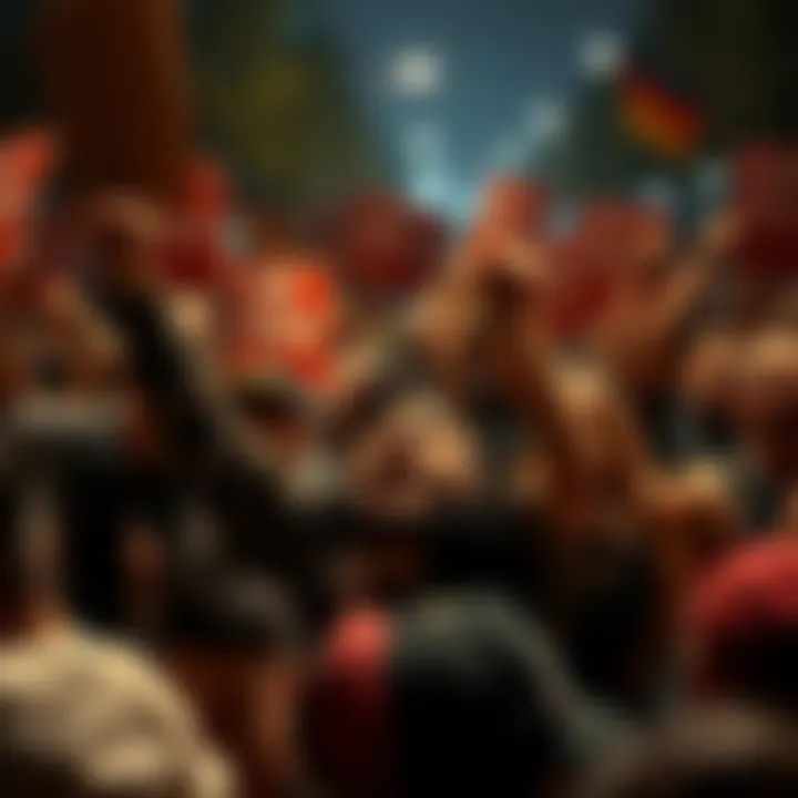 A diverse group of people showing their anger and frustration at a protest, holding signs and raising their fists in solidarity.