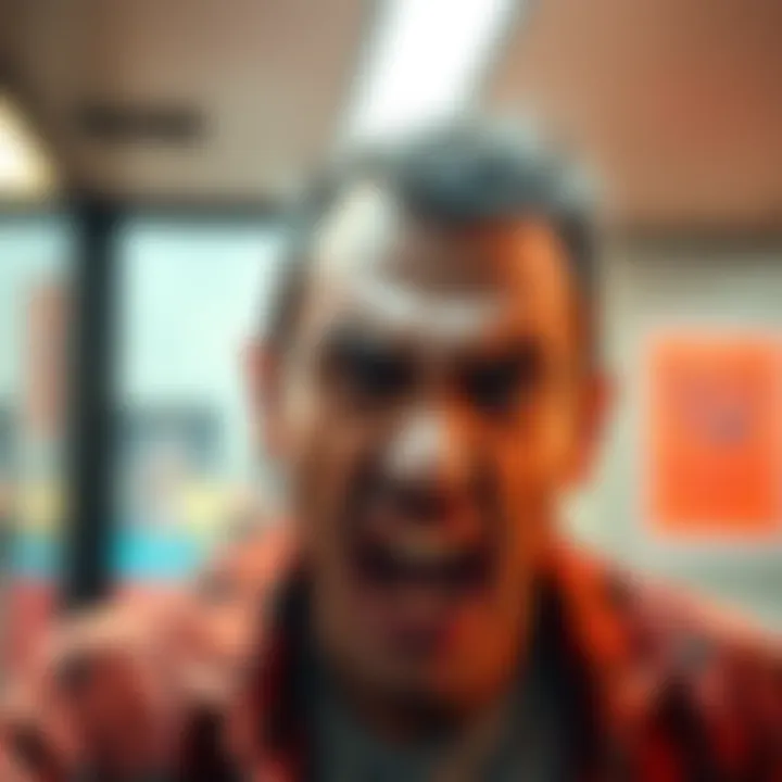 Man with an angry expression reacting to a frustrating situation, showing intense emotion