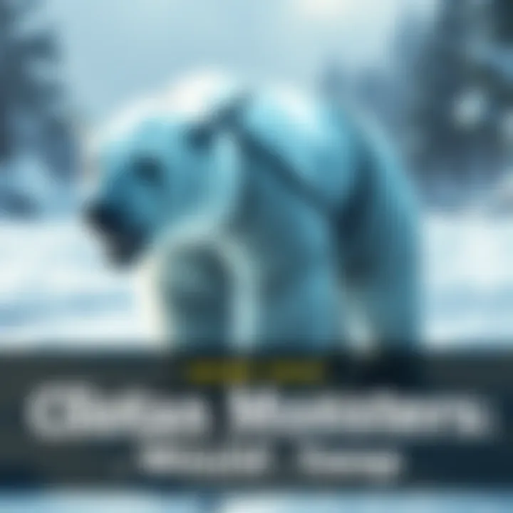 A polar bear transformed into a Velkhana from Monster Hunter, with icy colors and textures, standing in a snowy landscape