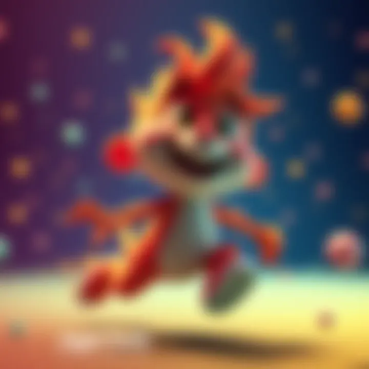 A colorful animated character showcasing jiggle physics in motion, demonstrating lively and playful movements