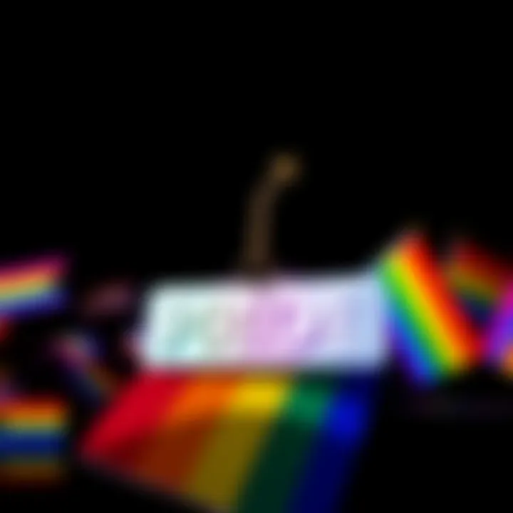 Colorful animated name tags featuring various pride flags, showcasing vibrant designs and enhancing personal expression