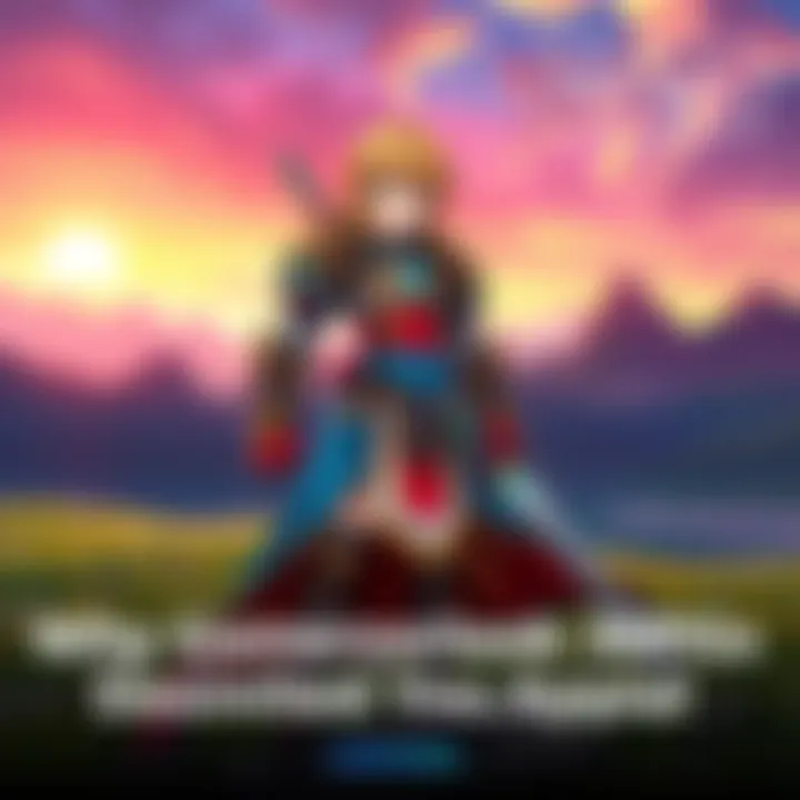 Anime character from a JRPG A vibrant anime character standing in a fantasy landscape, showcasing stylish armor and a sword, with colorful graphics typical of JRPGs
