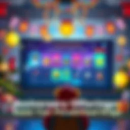 A colorful display of anniversary offerings in a game interface, showcasing various items and rewards at different levels, with festive decorations in the background.