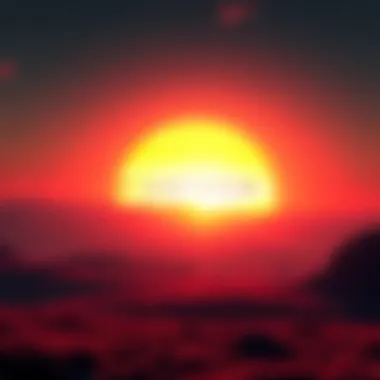 A graphic showing the sunset over a video game landscape, symbolizing the end of Anthem game service.