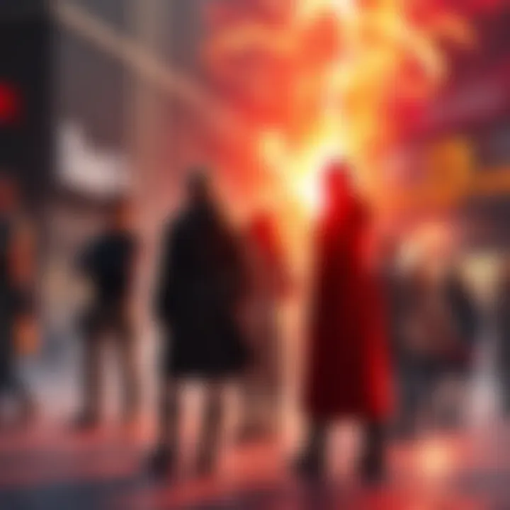 A group of people standing in shock as their magical abilities fade away, with swirling energy disappearing into the air.