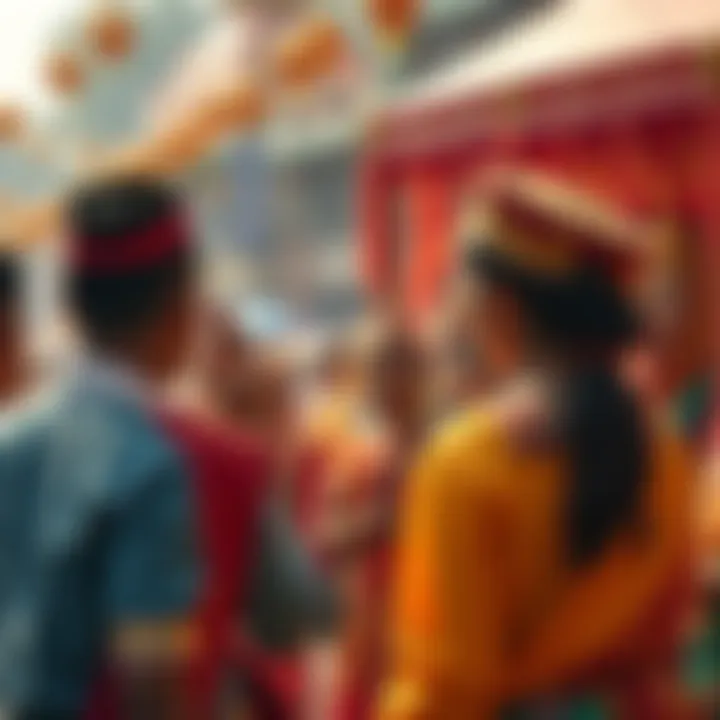 People celebrating Anung Un Rama with traditional attire and colorful decorations during a festival.