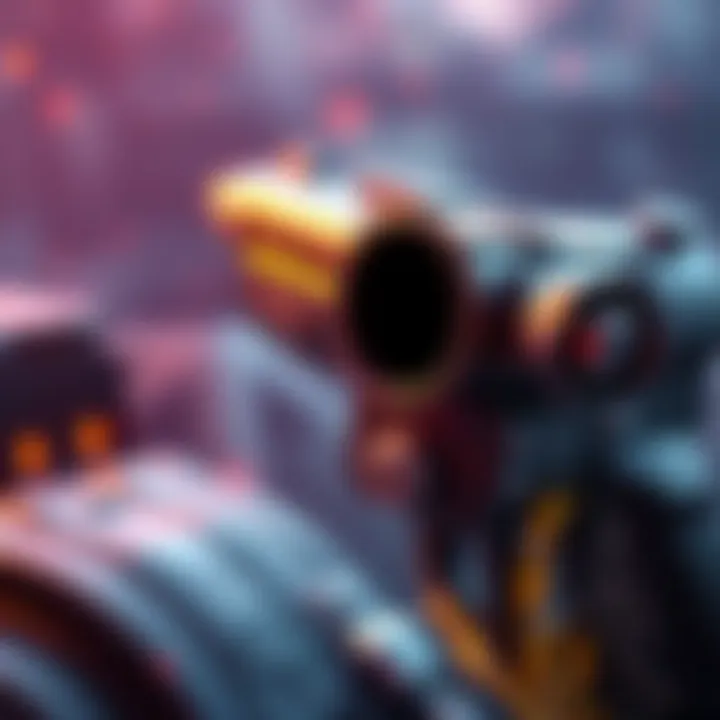 Close-up of the Anvil Splitter and Extended Barrel used by Rocketeer Hunters while preparing for a mission