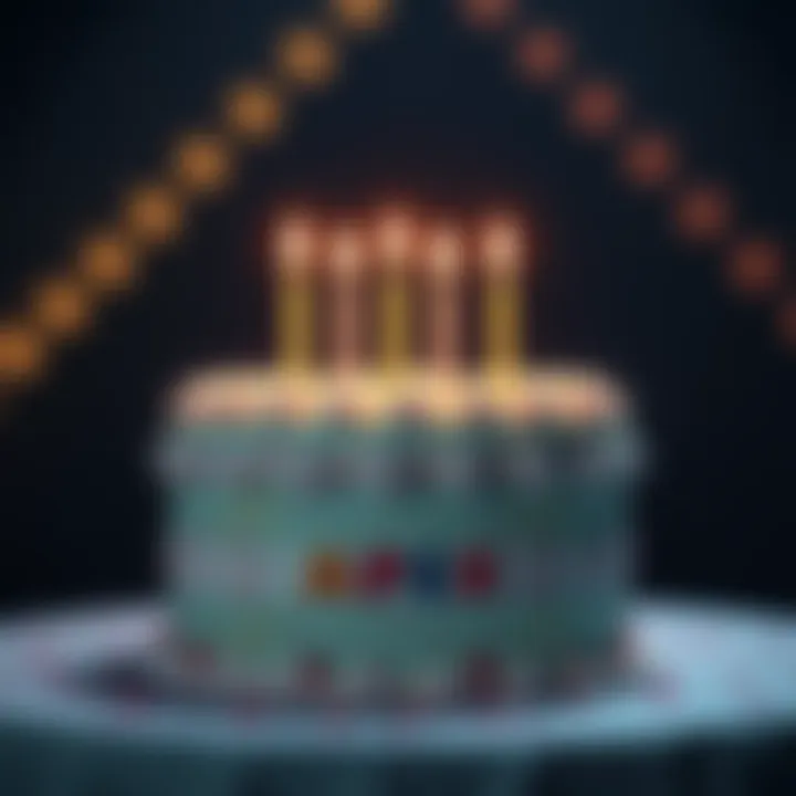 A colorful cake for Apex's 7th Anniversary featuring 6 candles, sparking fan discussion about a design mistake.