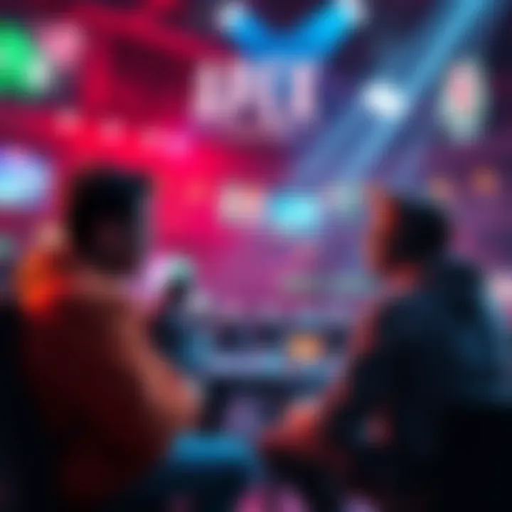 Gamers discussing the return of Arenas mode in Apex Legends with game visuals in the background