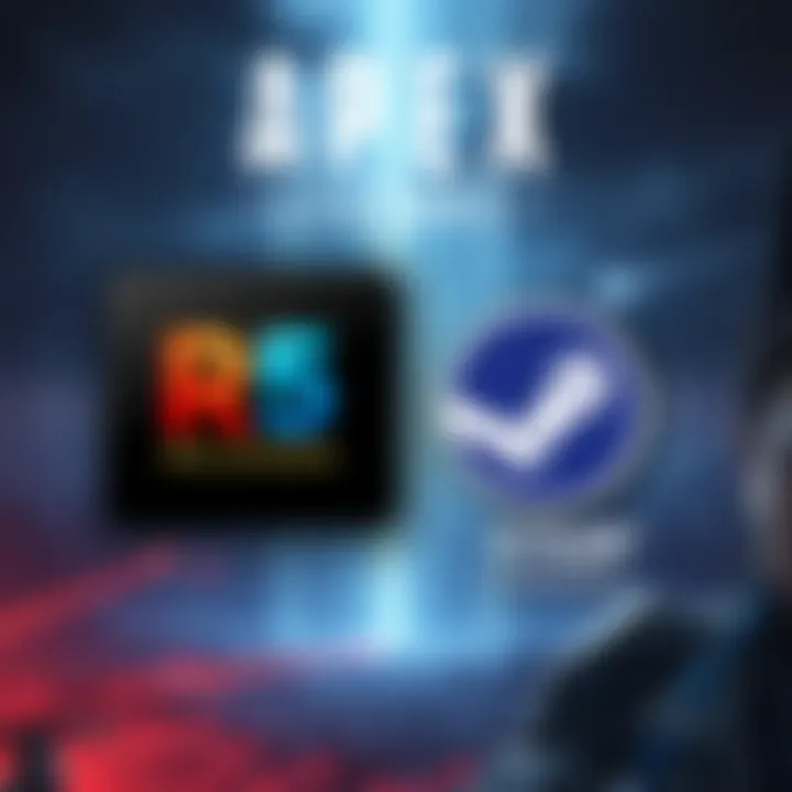 A graphic showing R5 Reloaded and Steam logos with Apex Legends background