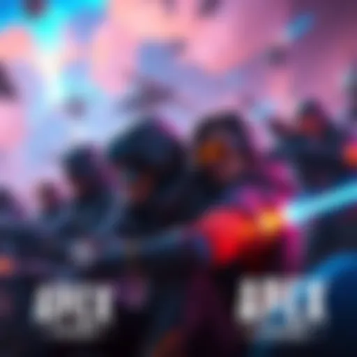 A group of players enjoying an intense match in Apex Legends, featuring vibrant graphics and dynamic action scenes.