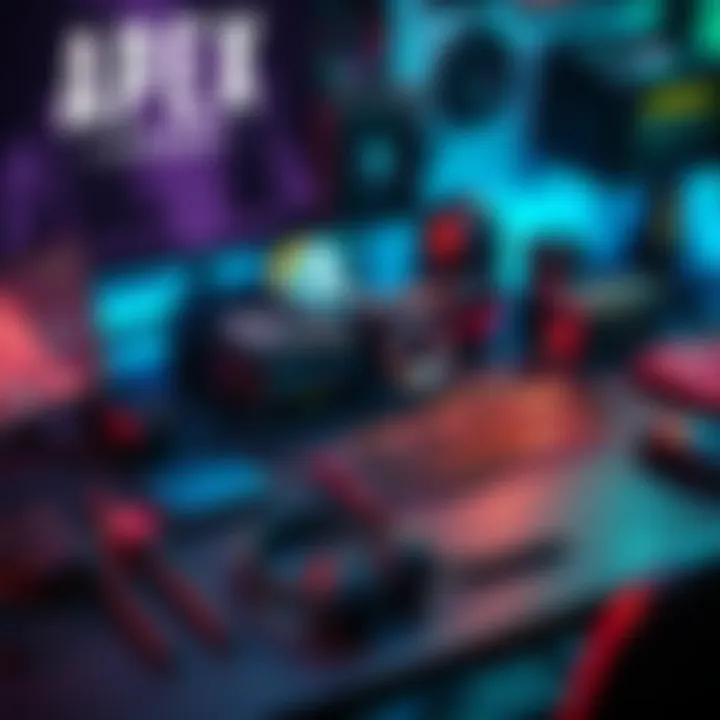 Top gaming equipment and settings used by professional Apex Legends players laid out on a desk