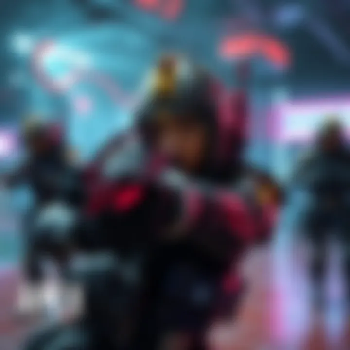 Apex Legends character aiming in a ranked match with teammates in the background