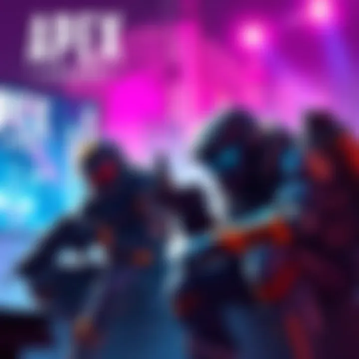 Apex Legends players strategizing together during a ranked match, showing teamwork and focus.