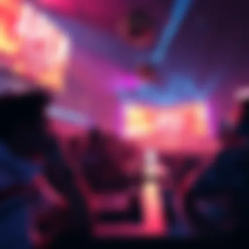 Players competing in an Apex Legends tournament with a lively audience and streaming setup.