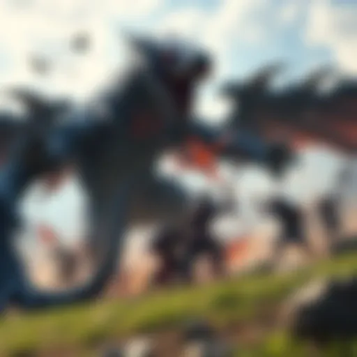 A thrilling scene of players fighting an Apex monster in Monster Hunter Wild, showcasing intense action and strategy.