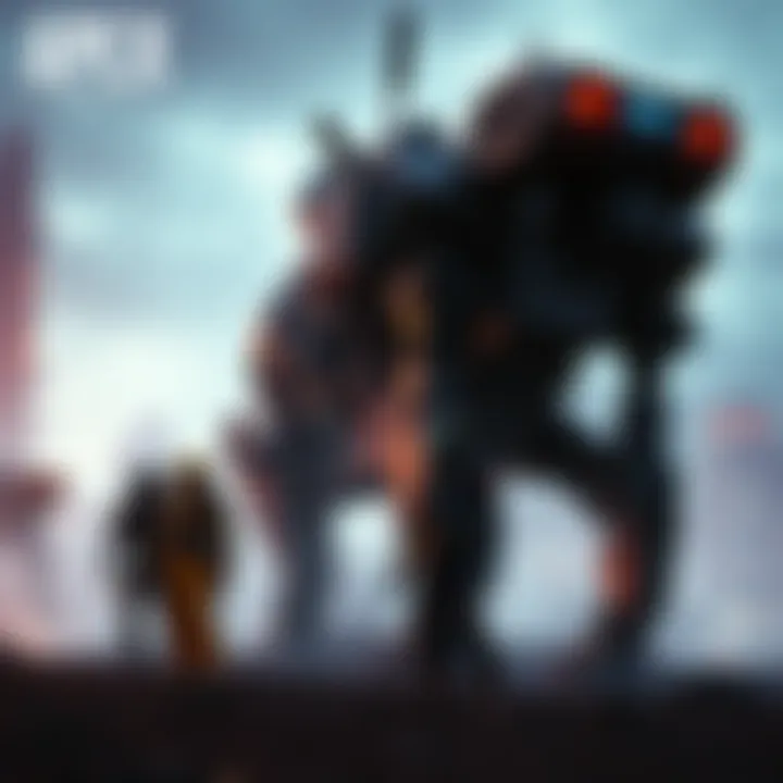 A scene showing Apex characters beside Titanfall Titans in a futuristic setting, highlighting the potential crossover of two game franchises.