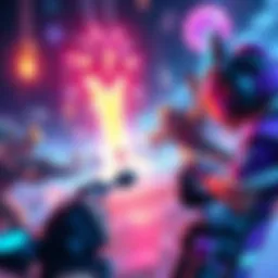 A vibrant scene showcasing players engaged in Aphelion's gameplay with various mechanics and strategies