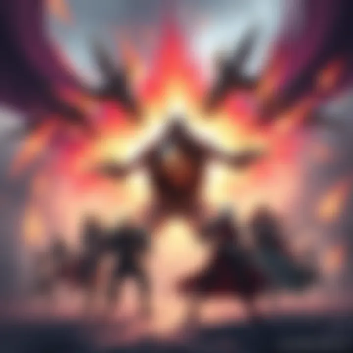 Aphotic Shield Ability in Action Illustration of Aphotic Shield's burst ability affecting visible units while missing those hidden in fog and invisible, showing contrasting effects on two groups of characters.